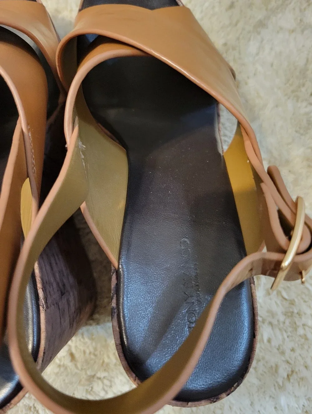 Tony Bianco Vogue Tan Como Wedged Sandals Size 10